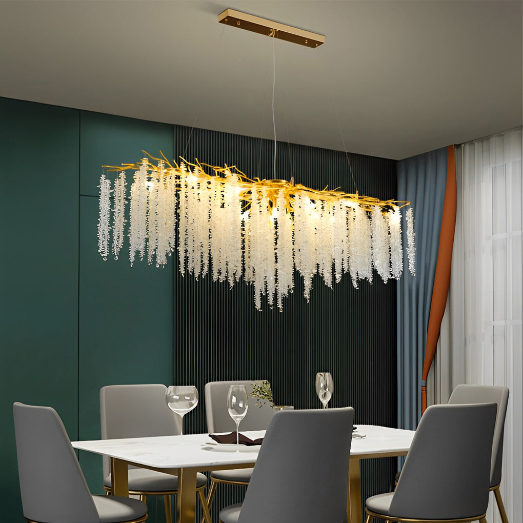 Elegant Branch Crystal Pendant Light Modern 3 Step Dimming Chandelier for Living Room Villa