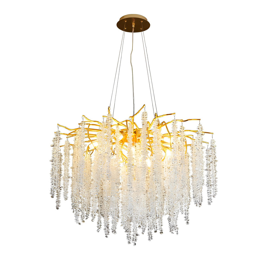 Elegant Branch Crystal Pendant Light Modern 3 Step Dimming Chandelier for Living Room Villa