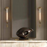 Elegant Brass and Ribbed Glass Architectural Wall Sconce French Style Minimalist Indoor Lighting