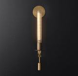 Elegant Brass and Ribbed Glass Architectural Wall Sconce French Style Minimalist Indoor Lighting