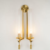 Elegant Brass and Ribbed Glass Architectural Wall Sconce French Style Minimalist Indoor Lighting