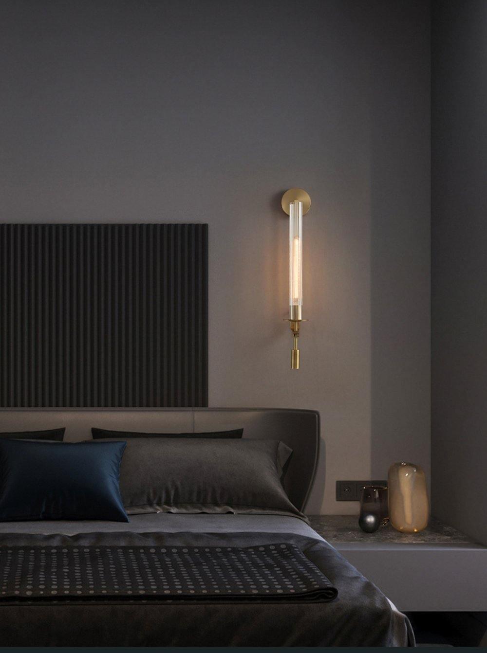 Elegant Brass and Ribbed Glass Architectural Wall Sconce French Style Minimalist Indoor Lighting
