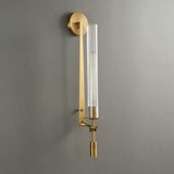 Elegant Brass and Ribbed Glass Architectural Wall Sconce French Style Minimalist Indoor Lighting