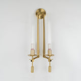 Elegant Brass and Ribbed Glass Architectural Wall Sconce French Style Minimalist Indoor Lighting