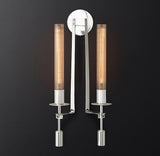 Elegant Brass and Ribbed Glass Architectural Wall Sconce French Style Minimalist Indoor Lighting