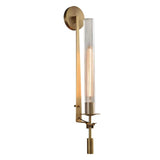 Elegant Brass and Ribbed Glass Architectural Wall Sconce French Style Minimalist Indoor Lighting