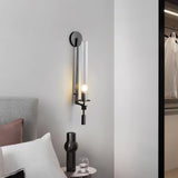 Elegant Brass and Ribbed Glass Architectural Wall Sconce French Style Minimalist Indoor Lighting