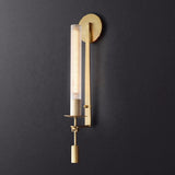 Elegant Brass and Ribbed Glass Architectural Wall Sconce French Style Minimalist Indoor Lighting