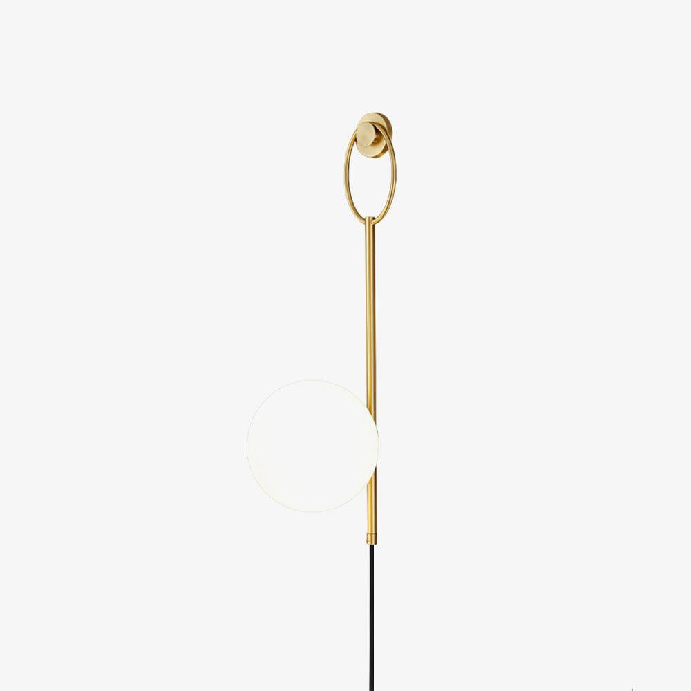 Elegant Brass Bracket Wall Lamp with Round Glass Shade Mid Century Modern Indoor Sconce Set