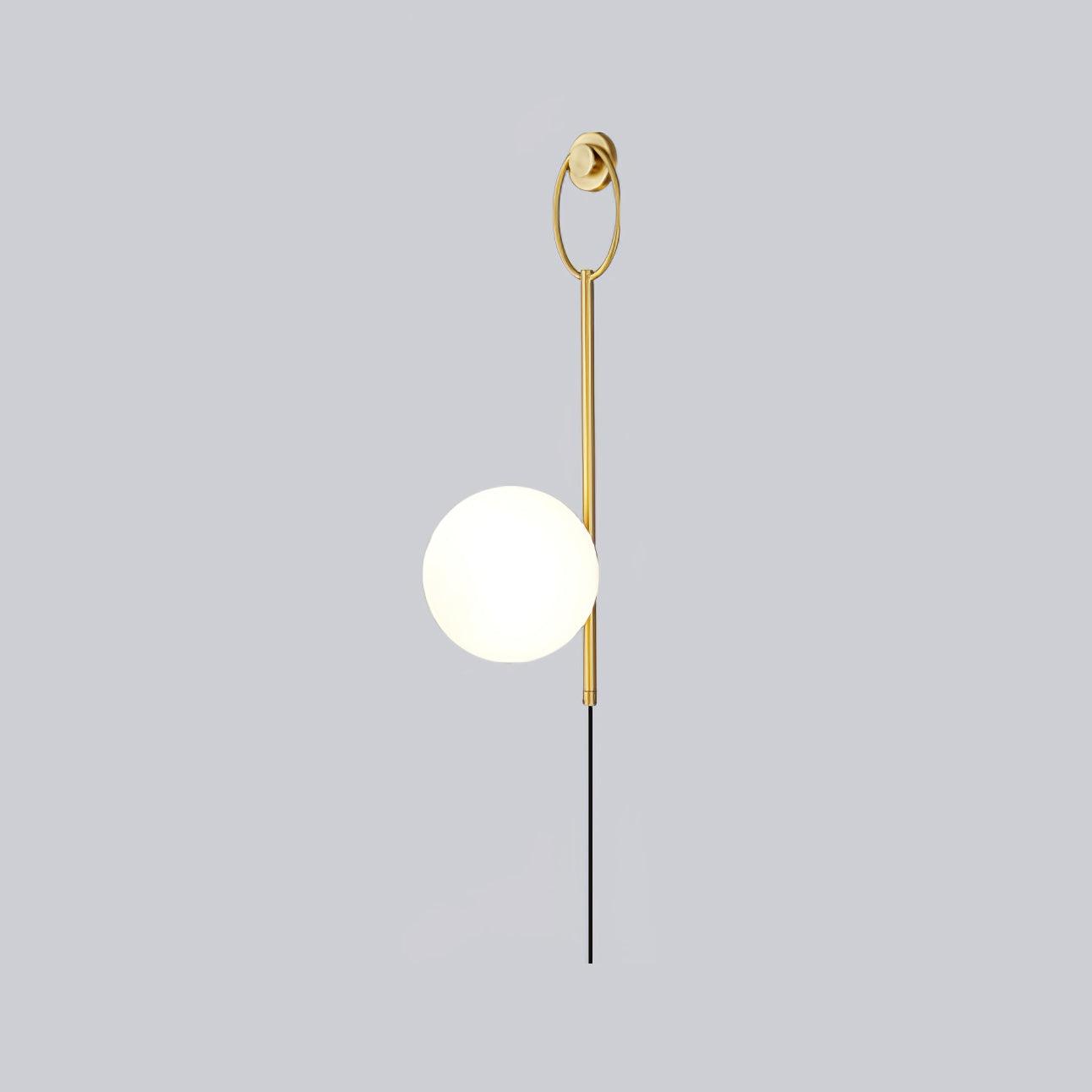 Elegant Brass Bracket Wall Lamp with Round Glass Shade Mid Century Modern Indoor Sconce Set