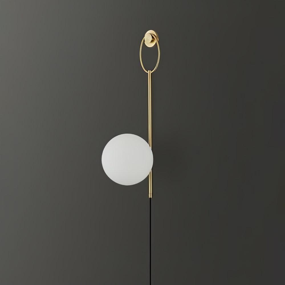 Elegant Brass Bracket Wall Lamp with Round Glass Shade Mid Century Modern Indoor Sconce Set