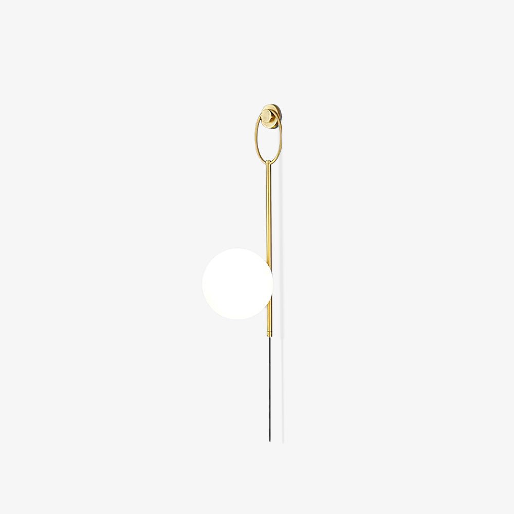 Elegant Brass Bracket Wall Lamp with Round Glass Shade Mid Century Modern Indoor Sconce Set