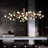 Elegant Brass Branch Ceiling Chandelier with White Ceramic Flowers for Luxury Interior Lighting