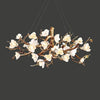 Elegant Brass Branch Ceiling Chandelier with White Ceramic Flowers for Luxury Interior Lighting