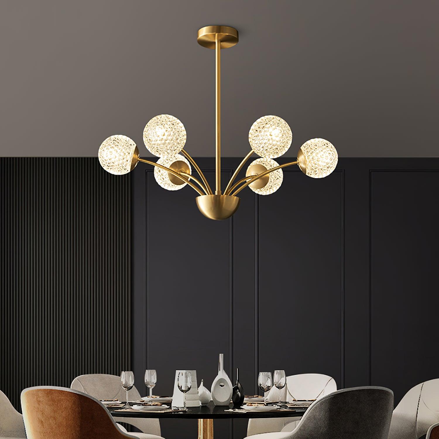 Elegant Brass Ceiling Light Fixture with Multiple Opaque White Glass Globes