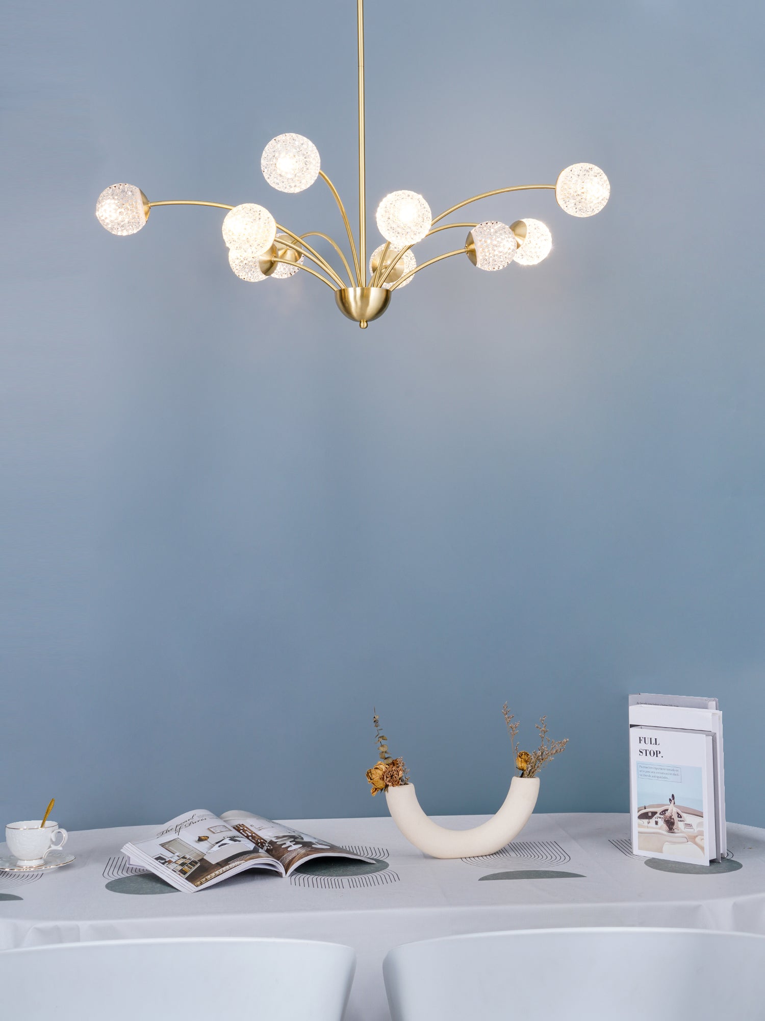 Elegant Brass Ceiling Light Fixture with Multiple Opaque White Glass Globes
