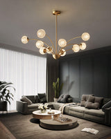 Elegant Brass Ceiling Light Fixture with Multiple Opaque White Glass Globes