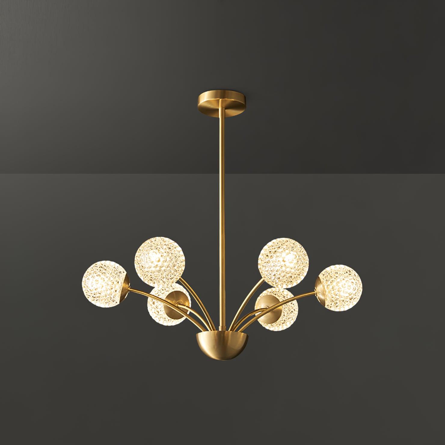 Elegant Brass Ceiling Light Fixture with Multiple Opaque White Glass Globes