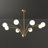 Elegant Brass Ceiling Light Fixture with Multiple Opaque White Glass Globes