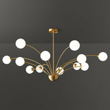 Elegant Brass Ceiling Light Fixture with Multiple Opaque White Glass Globes