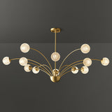 Elegant Brass Ceiling Light Fixture with Multiple Opaque White Glass Globes