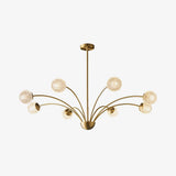 Elegant Brass Ceiling Light Fixture with Multiple Opaque White Glass Globes