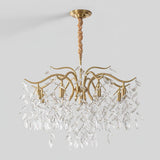 Elegant Brass Crown Crystal Chandelier Luxury Hanging Ceiling Light for Foyer and Living Room