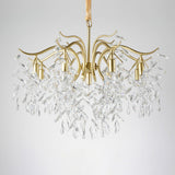 Elegant Brass Crown Crystal Chandelier Luxury Hanging Ceiling Light for Foyer and Living Room