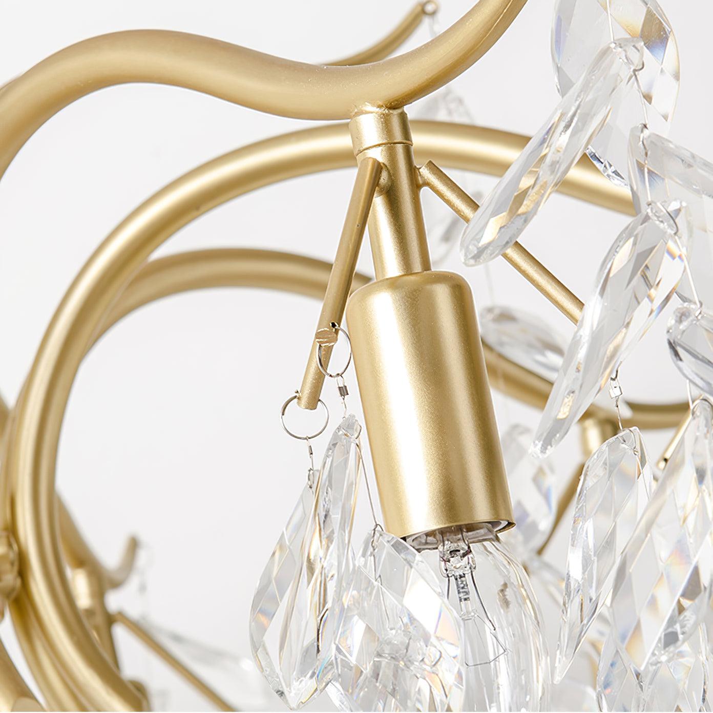 Elegant Brass Crown Crystal Chandelier Luxury Hanging Ceiling Light for Foyer and Living Room