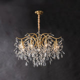 Elegant Brass Crown Crystal Chandelier Luxury Hanging Ceiling Light for Foyer and Living Room