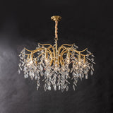 Elegant Brass Crown Crystal Chandelier Luxury Hanging Ceiling Light for Foyer and Living Room