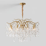Elegant Brass Crown Crystal Chandelier Luxury Hanging Ceiling Light for Foyer and Living Room
