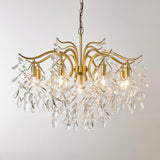 Elegant Brass Crown Crystal Chandelier Luxury Hanging Ceiling Light for Foyer and Living Room