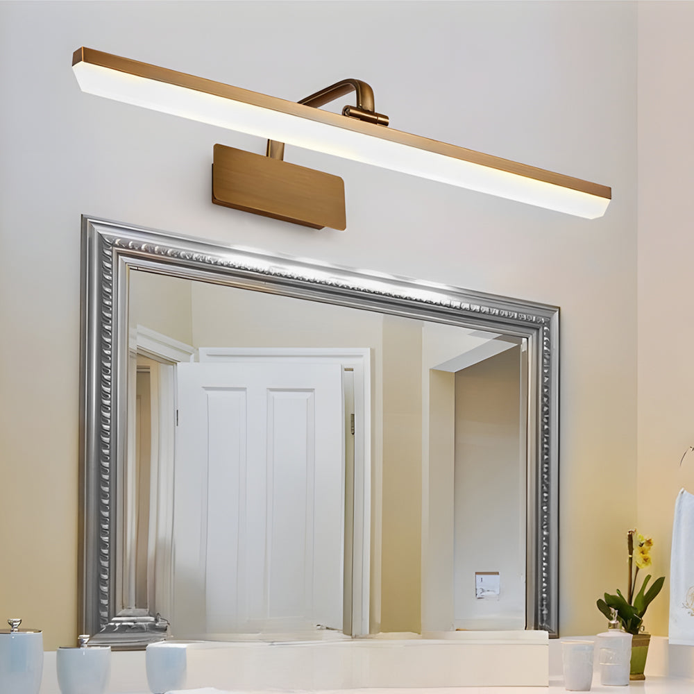 Elegant Brass Curved LED Vanity Light Bar with Acrylic Shade for Bathroom Mirror and Wall