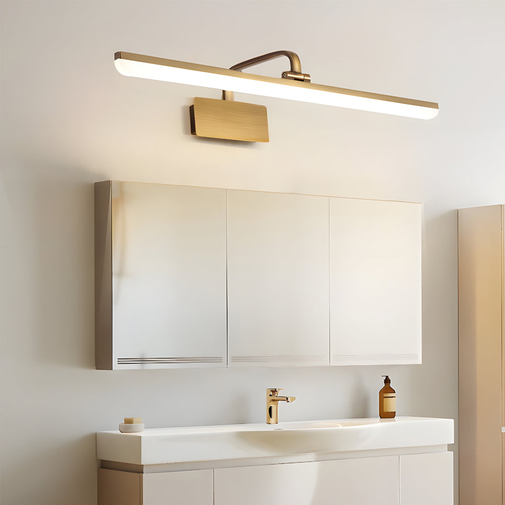 Elegant Brass Curved LED Vanity Light Bar with Acrylic Shade for Bathroom Mirror and Wall