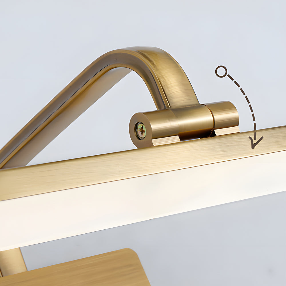 Elegant Brass Curved LED Vanity Light Bar with Acrylic Shade for Bathroom Mirror and Wall