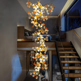 Elegant Brass Maple Leaf Branch Chandelier with Crystal Accents for Dining and Living Rooms