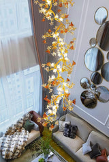 Elegant Brass Maple Leaf Branch Chandelier with Crystal Accents for Dining and Living Rooms