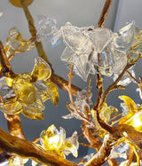 Elegant Brass Maple Leaf Branch Chandelier with Crystal Accents for Dining and Living Rooms