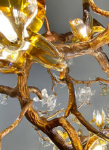 Elegant Brass Maple Leaf Branch Chandelier with Crystal Accents for Dining and Living Rooms