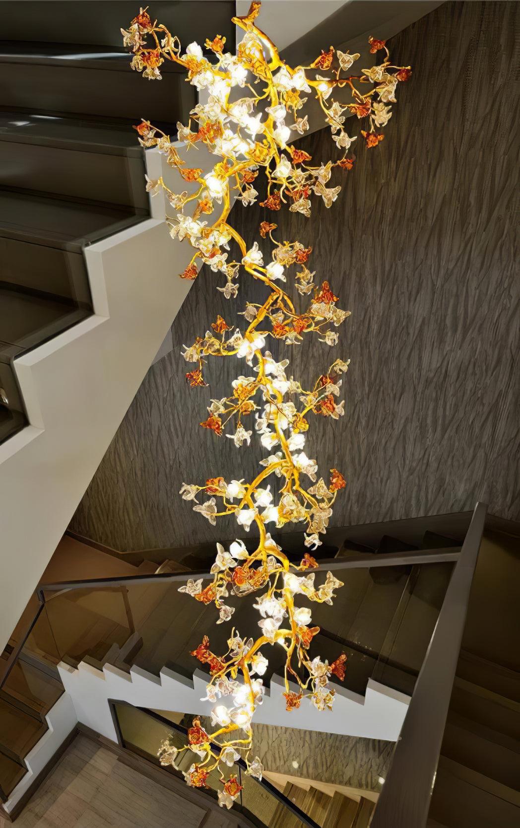 Elegant Brass Maple Leaf Branch Chandelier with Crystal Accents for Dining and Living Rooms