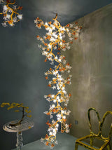 Elegant Brass Maple Leaf Branch Chandelier with Crystal Accents for Dining and Living Rooms