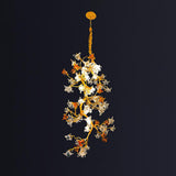 Elegant Brass Maple Leaf Branch Chandelier with Crystal Accents for Dining and Living Rooms