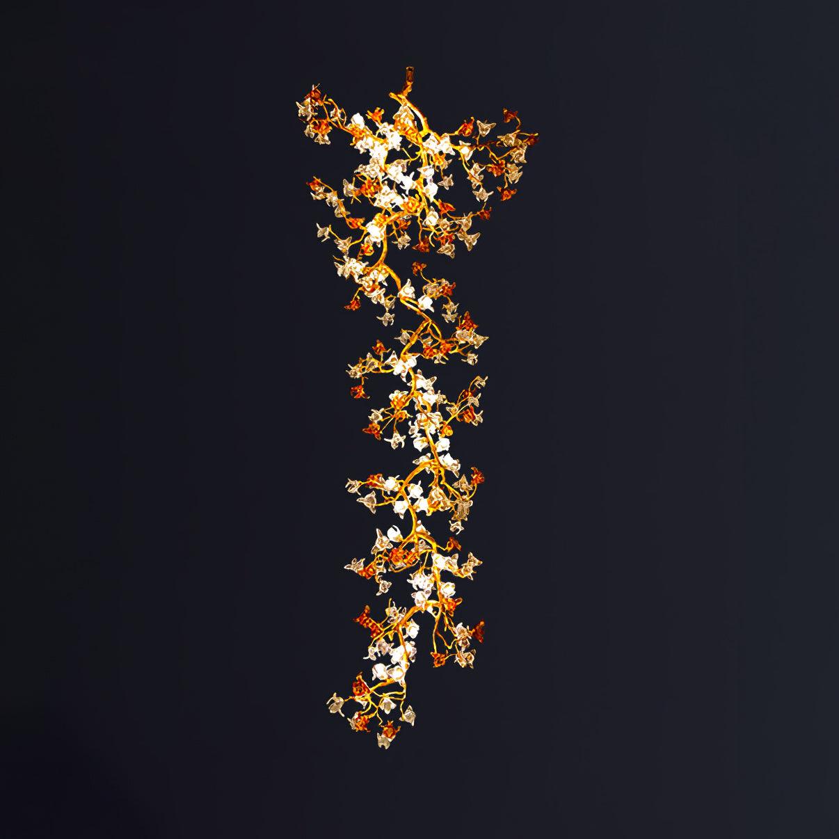 Elegant Brass Maple Leaf Branch Chandelier with Crystal Accents for Dining and Living Rooms