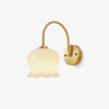 Elegant Brass Orchids Wall Sconce with White Glass Shade for Living Room and Hallway