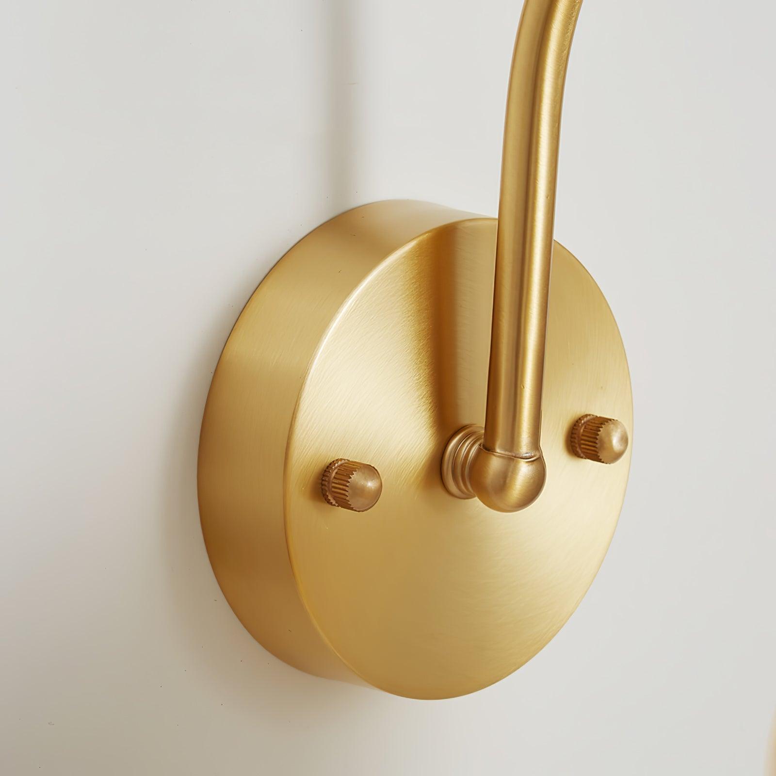 Elegant Brass Orchids Wall Sconce with White Glass Shade for Living Room and Hallway