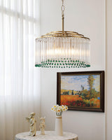 Elegant Casandra Glass and Metal Chandelier Lighting with Gold and Green Finishes