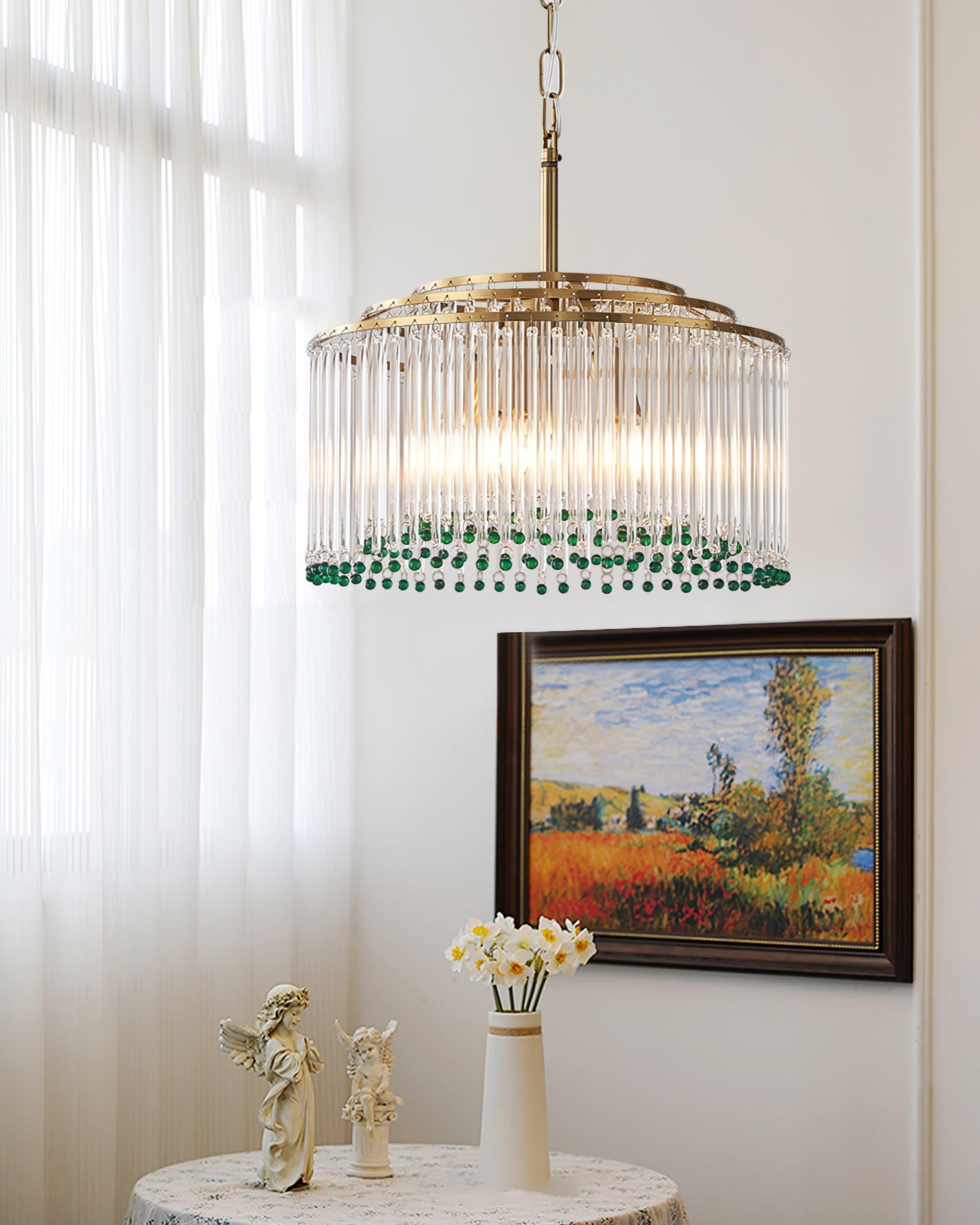 Elegant Casandra Glass and Metal Chandelier Lighting with Gold and Green Finishes