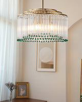 Elegant Casandra Glass and Metal Chandelier Lighting with Gold and Green Finishes