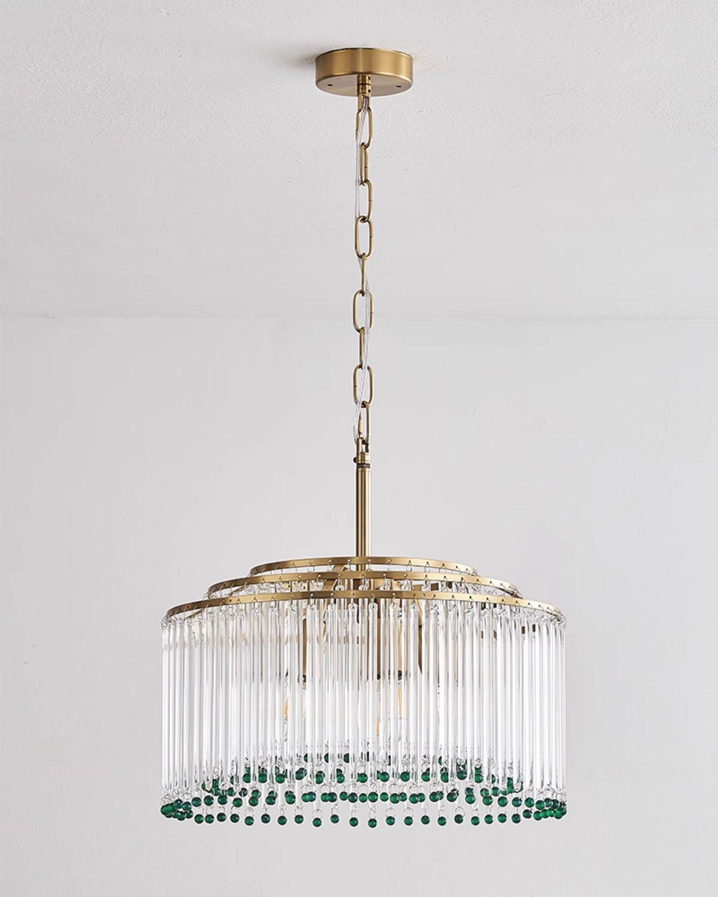 Elegant Casandra Glass and Metal Chandelier Lighting with Gold and Green Finishes